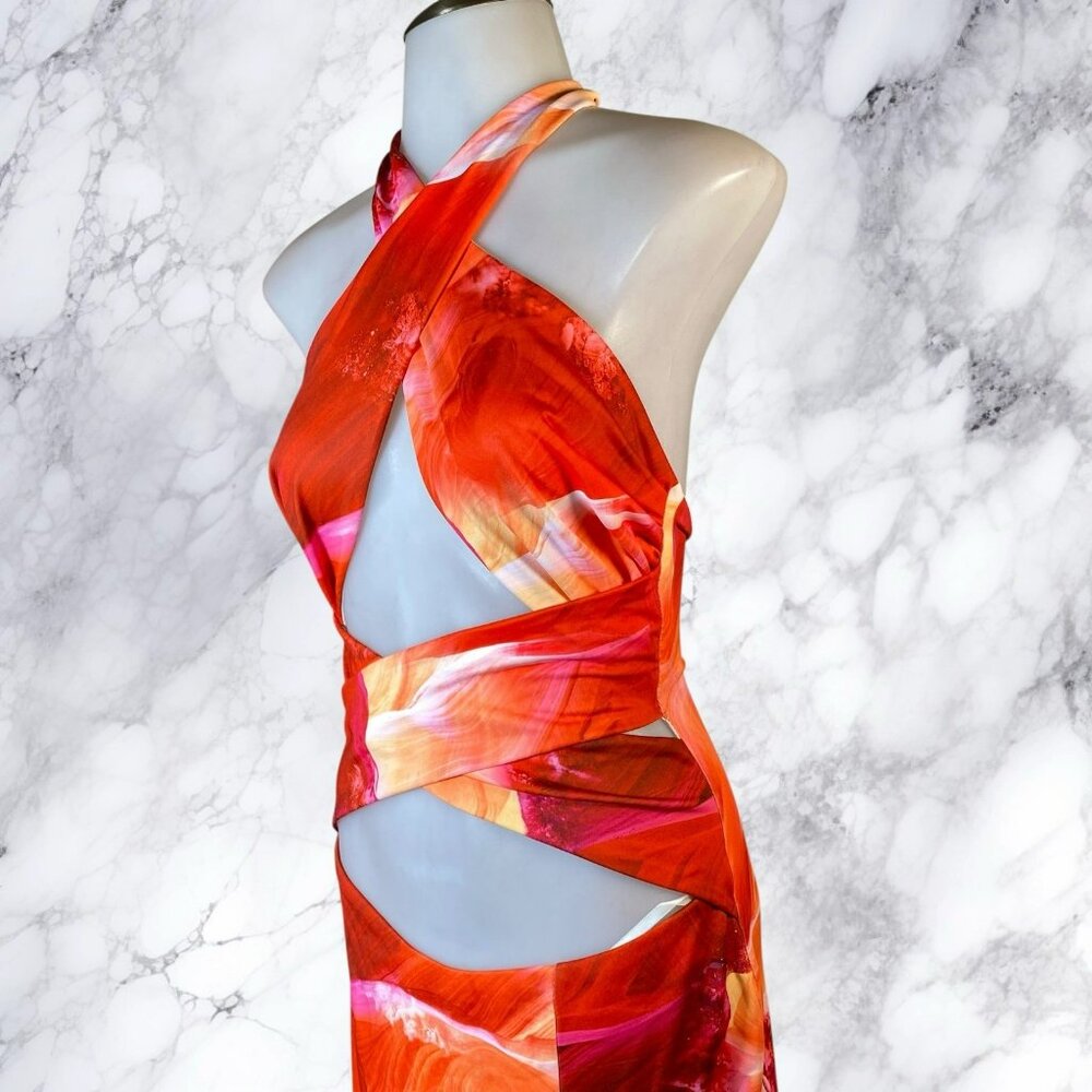 Superdown Pixie Halter Midi Dress - Pink Multi - image 7